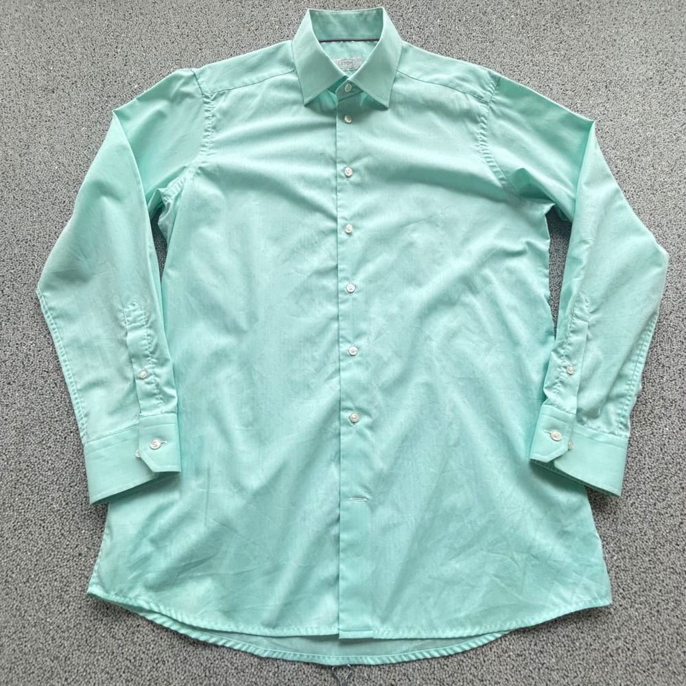 Eton Dress Shirt Mens 16 41 Mint Green Textured Contemporary Fit Business Luxury - Picture 6 of 8